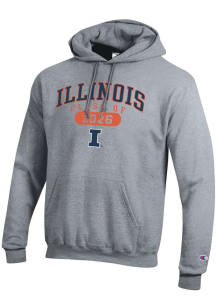 Champion Illinois Fighting Illini Mens Grey Class of 2026 Powerblend Long Sleeve Hoodie