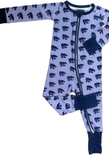 K-State Wildcats Baby Lavender Double Zipper Loungewear One Piece Pajamas