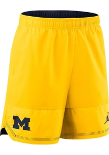 Nike Michigan Wolverines Mens Yellow DriFit Knit Practice Jordan Shorts