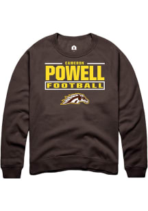 Cameron Powell Western Michigan Broncos Mens Brown Football NIL Stacked Box Player Crew