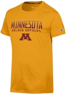 Champion Minnesota Golden Gophers Gold Flat Name Athletic Short Sleeve T Shirt