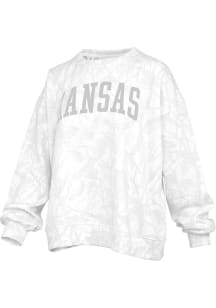 Pressbox Kansas Jayhawks Womens White Camo Crew Sweatshirt