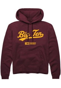 Rally Big Ten Mens Maroon Script Long Sleeve Hoodie