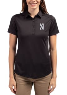 Cutter and Buck Northwestern Wildcats Womens Black Prospect Short Sleeve Polo Shirt