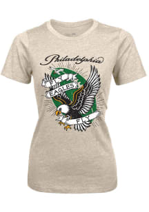 Philadelphia Eagles Womens Oatmeal Hard Eagle Short Sleeve T-Shirt