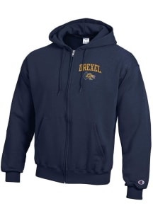 Champion Drexel Dragons Mens Navy Blue Arch Mascot Long Sleeve Full Zip Jacket