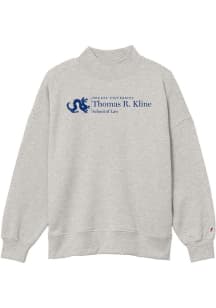 League Drexel Dragons Womens Grey Diana Law Mock Neck Crew Sweatshirt