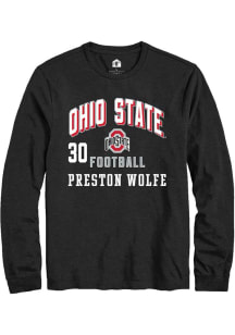 Preston Wolfe Ohio State Buckeyes Black Football NIL Arch Logo Long Sleeve Player T Shirt