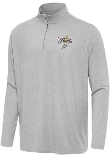 Antigua San Antonio Spurs Mens Grey 2026 NBA Finals  Hunk Long Sleeve Qtr Zip Pullover