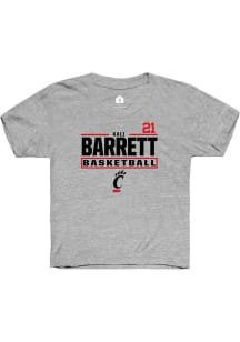 Kali Barrett Cincinnati Bearcats Youth Grey NIL Stacked Box Player Tee