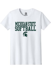 Summit Sportswear Michigan State Spartans Youth White Softball Short Sleeve T-Shirt