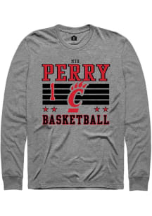 Mya Perry Cincinnati Bearcats Grey NIL Striped Long Sleeve Player T Shirt