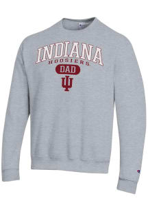 Champion Indiana Hoosiers Mens Grey Dad Pill Powerblend Long Sleeve Crew Sweatshirt