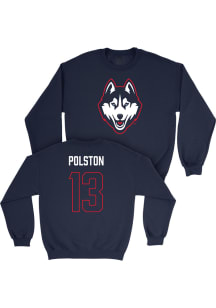 Bo Polston  Campus Ink UConn Huskies Youth Navy Blue NIL Legacy Long Sleeve Crew Sweatshirt