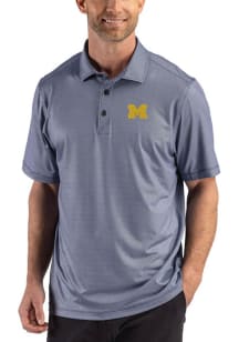 Cutter and Buck Michigan Wolverines Navy Blue Lattice Big and Tall Polo