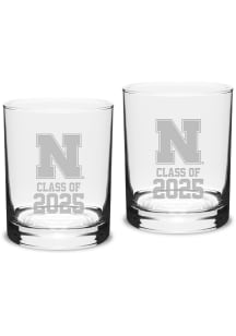 Nebraska Cornhuskers Class of 2025 Set of 2 Rock Glass - White