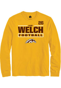 Gabe Welch Western Michigan Broncos Gold Football NIL Stacked Box Long Sleeve Player T Shirt