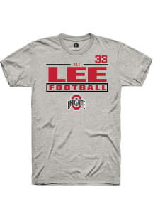 Eli Lee Ohio State Buckeyes Ash Football NIL Stacked Box Short Sleeve Player T Shirt