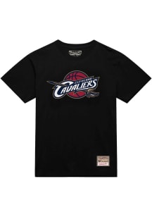 Mitchell and Ness Cleveland Cavaliers Black Classic Retro Logo Short Sleeve T Shirt