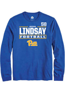 mason lindsay Pitt Panthers Blue Football NIL Stacked Box Long Sleeve Player T Shirt