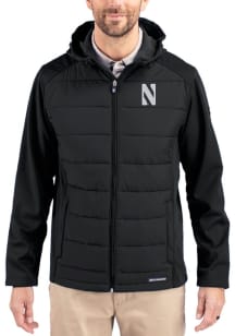 Cutter and Buck Northwestern Wildcats Mens Black Evoke Hood Big and Tall Lined Jacket