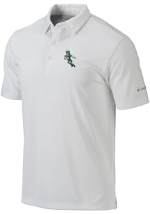 Columbia Michigan State Spartans Mens White Football Football Sparty Short Sleeve Polo