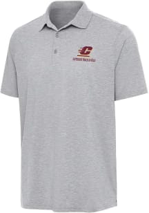 Antigua Central Michigan Chippewas Mens Grey Heather Track and Field Par 3 Short Sleeve Polo