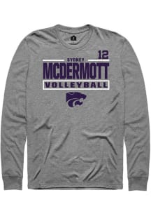 Sydney McDermott K-State Wildcats Graphite NIL Stacked Box Long Sleeve Player T Shirt