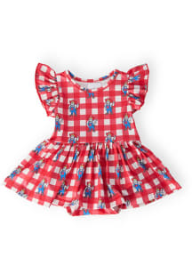 Nebraska Cornhuskers Baby Girls Scarlet Red Plaid Short Sleeve Dress