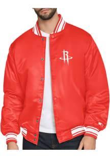 Starter Houston Rockets Mens Red Satin Varisty Medium Weight Jacket