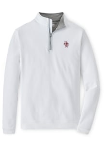 Peter Millar Indiana Hoosiers Mens White Perth Long Sleeve Qtr Zip Pullover