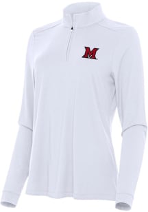 Antigua Miami RedHawks Womens White Intent Qtr Zip