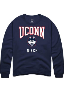 Summit Sportswear UConn Huskies Mens Navy Blue Niece Long Sleeve Crew Sweatshirt