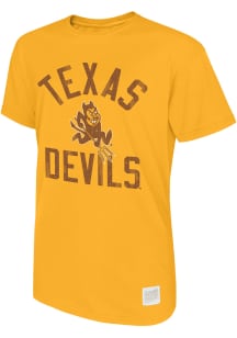 Original Retro Brand Arizona State Sun Devils Gold Texas Devils Mascot Short Sleeve Fashion T Shir..