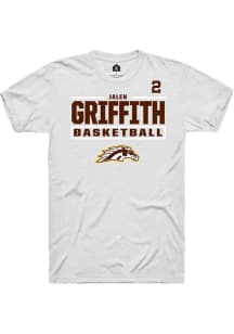Jalen Griffith Western Michigan Broncos White NIL Stacked Box Short Sleeve Player T Shirt