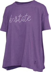 Pressbox K-State Wildcats Womens Purple Swirl Script Short Sleeve T-Shirt
