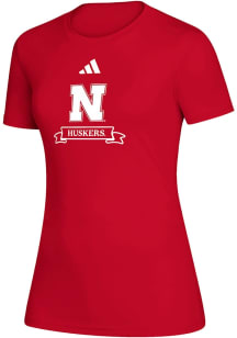 Adidas Nebraska Cornhuskers Womens Red Heat Seal Creator Short Sleeve T-Shirt