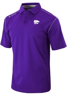 Columbia K-State Wildcats Mens Purple Heat Seal Omni Wick Shotgun Short Sleeve Polo
