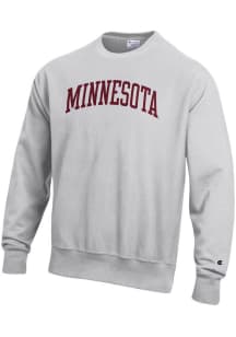 Champion Minnesota Golden Gophers Mens Ash Reverse Weave Long Sleeve Crew Sweatshirt