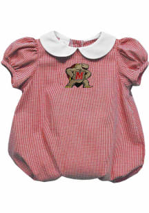Vive La Fete Maryland Terrapins Baby Red Gingham Collar Short Sleeve One Piece