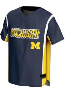 ProSphere Michigan Wolverines Mens Blue Rival Design Baseball Jersey