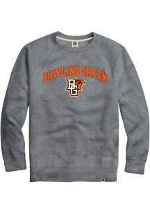 Rally Bowling Green Falcons Mens Grey Triblend Arch Mascot Long Sleeve Crew Sweatshirt