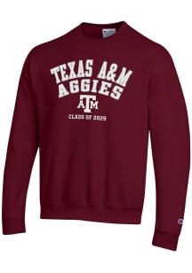 Champion Texas A&M Aggies Mens Maroon Class of 2029 Long Sleeve Crew Sweatshirt