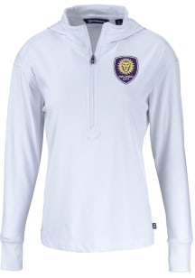 Cutter and Buck Orlando City SC Womens White Daybreak Hood Qtr Zip