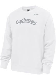 Nike Iowa State Cyclones Mens White Cyclones Script Long Sleeve Crew Sweatshirt