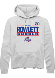 Brenna Rowlett  Rally Tulsa Golden Hurricane Mens White NIL Stacked Box Long Sleeve Hoodie