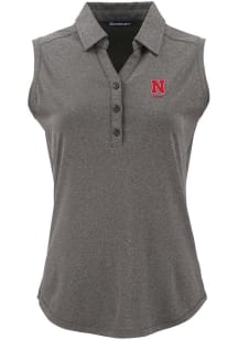 Cutter and Buck Nebraska Cornhuskers Womens Black Alumni Forge Eco Polo Shirt