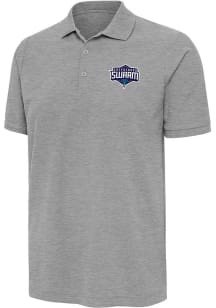 Antigua Greensboro Swarm Mens Grey Heather Legacy Pique Short Sleeve Polo