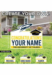 Toledo Rockets Custom Grad Yard Sign - White