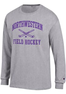 Champion Northwestern Wildcats Grey Field Hockey Icon Jersey Long Sleeve T Shirt